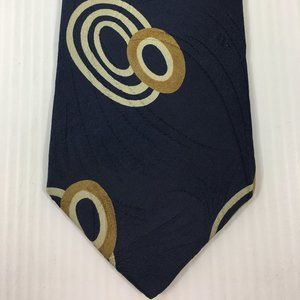 Claiborne Mens Tie 3.25 in W x L 58 Silk Abstract Navy Gold